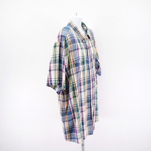 Tommy Hilfiger Plaid Short Sleeve Plaid Button Down 2XL Blue White Green Yellow - Picture 7 of 11